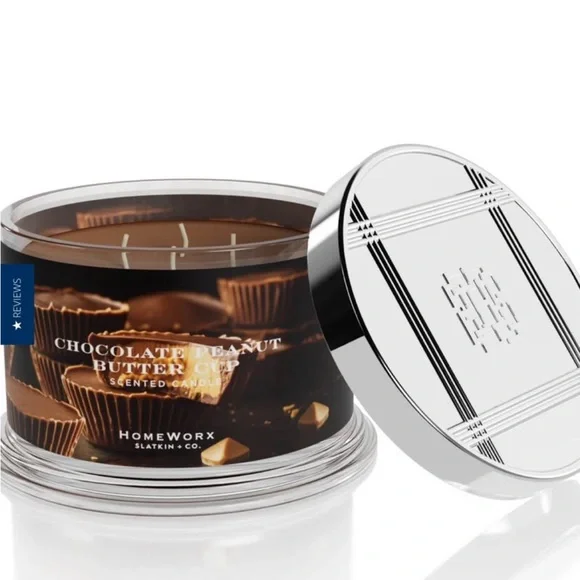 HomeWorx Chocolate Brown Candle with Silver Lid - Picture 2 of 4